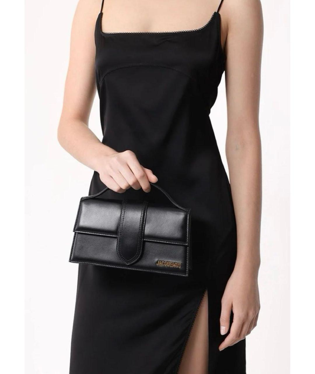 JACQUEMUS Черная кожаная сумка с короткими ручками, фото 5