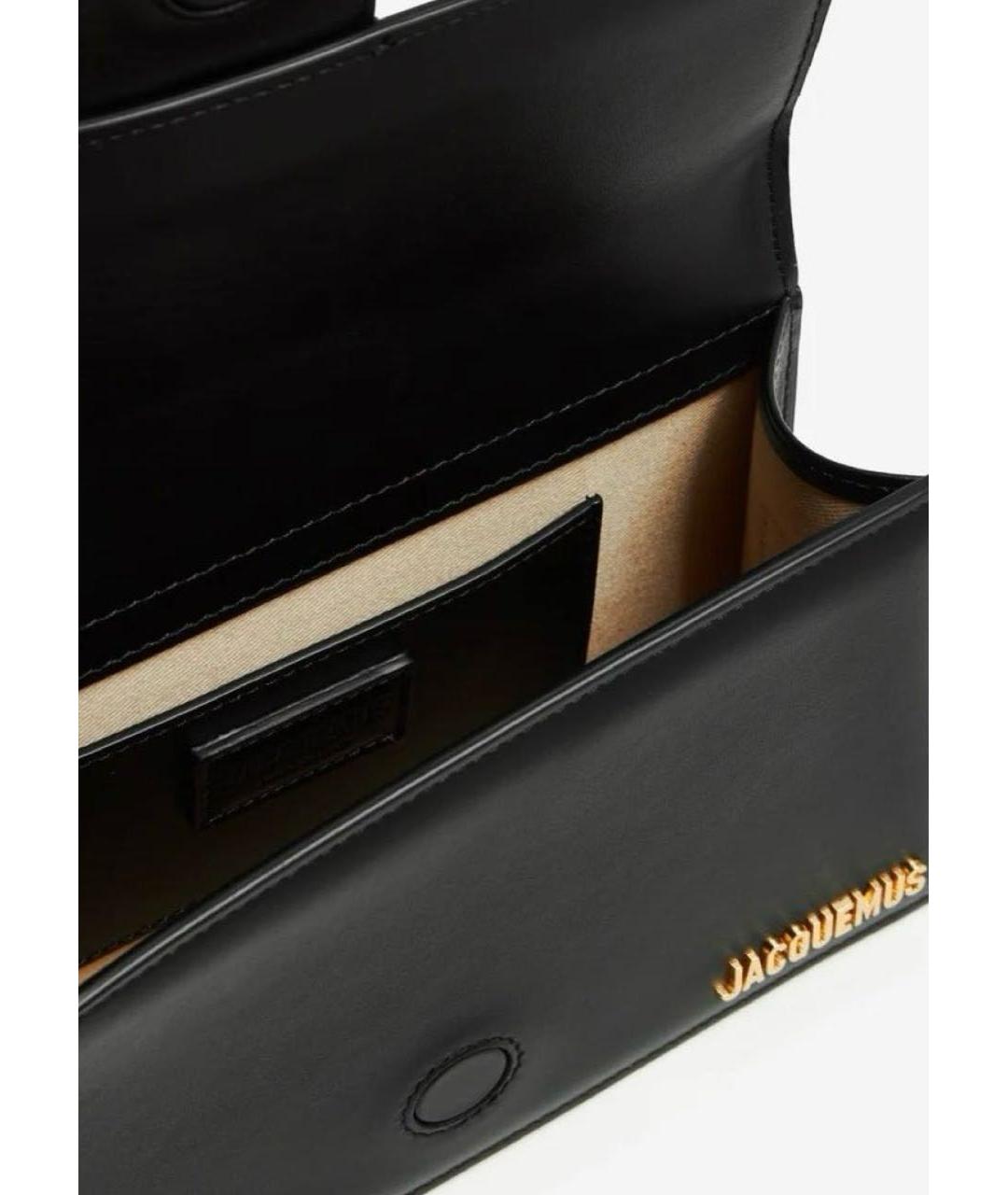 JACQUEMUS Черная кожаная сумка с короткими ручками, фото 4