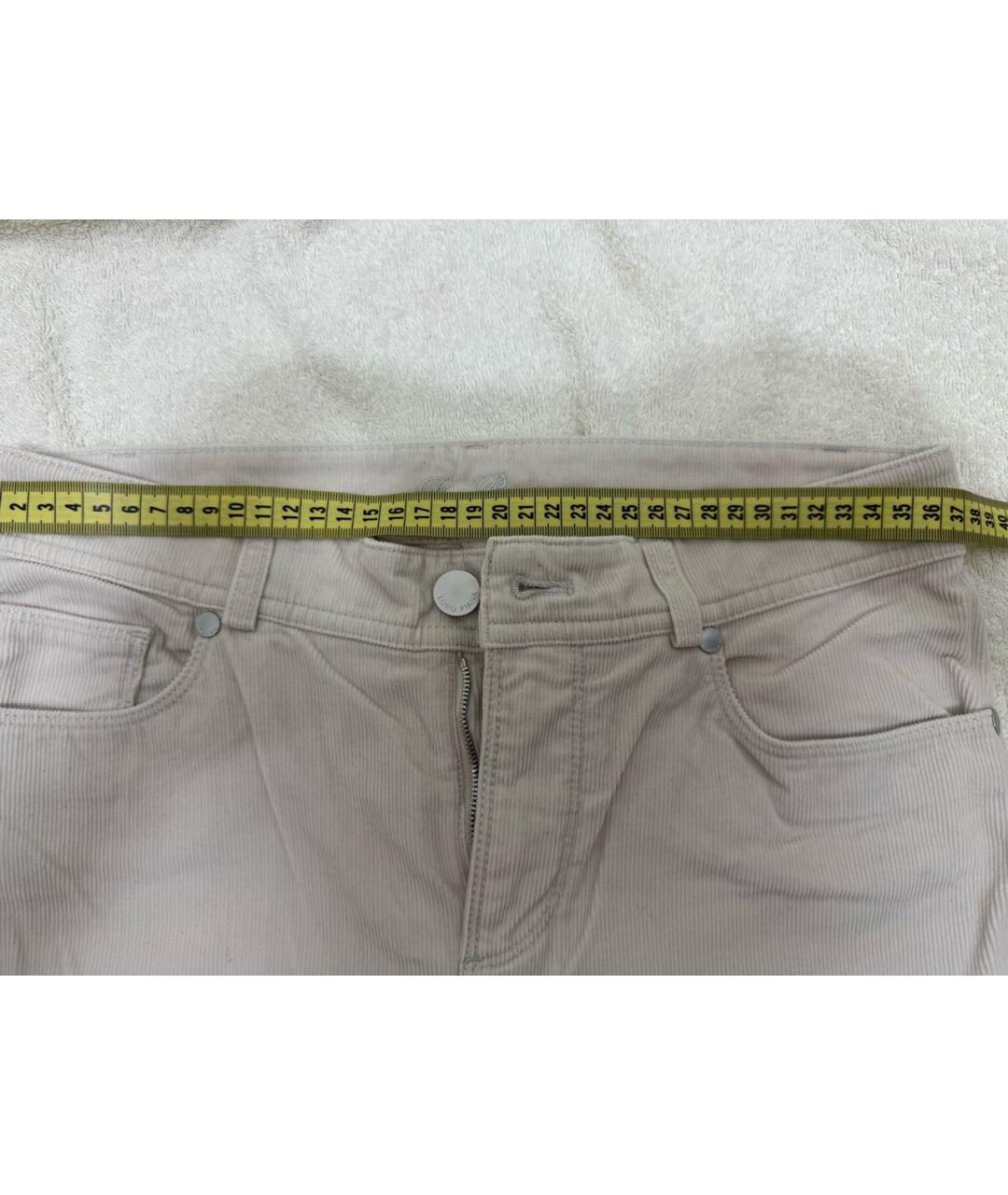 LORO PIANA Бежевые велюровые прямые брюки, фото 5