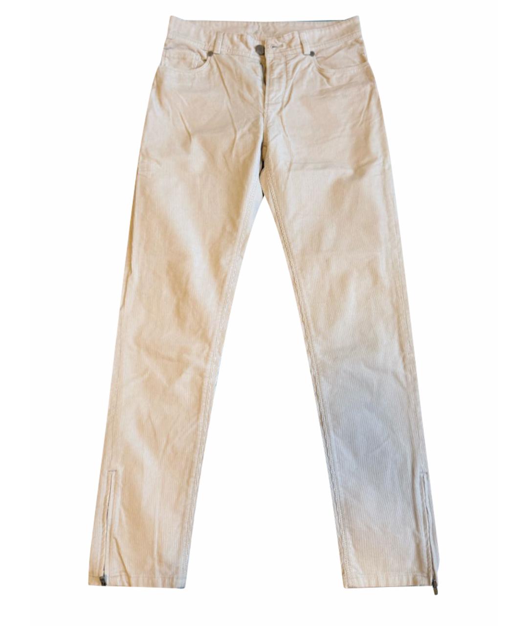 LORO PIANA Бежевые велюровые прямые брюки, фото 1