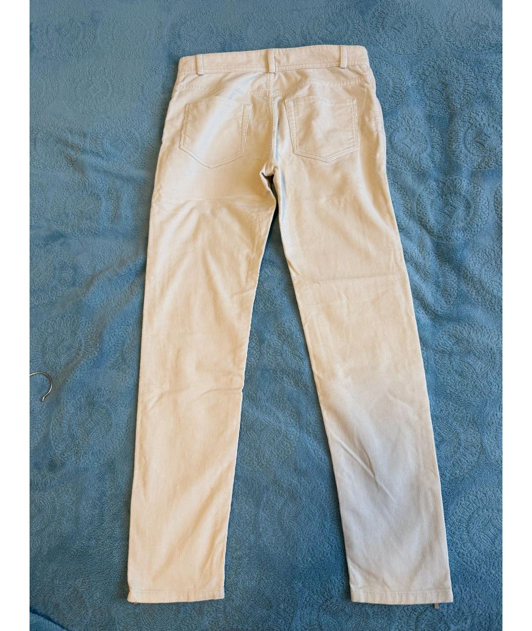 LORO PIANA Бежевые велюровые прямые брюки, фото 2