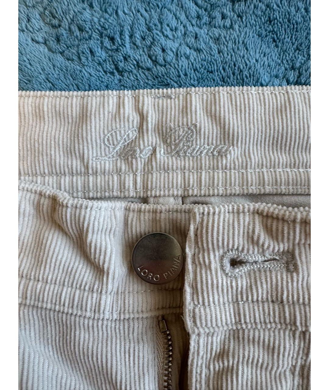 LORO PIANA Бежевые велюровые прямые брюки, фото 4