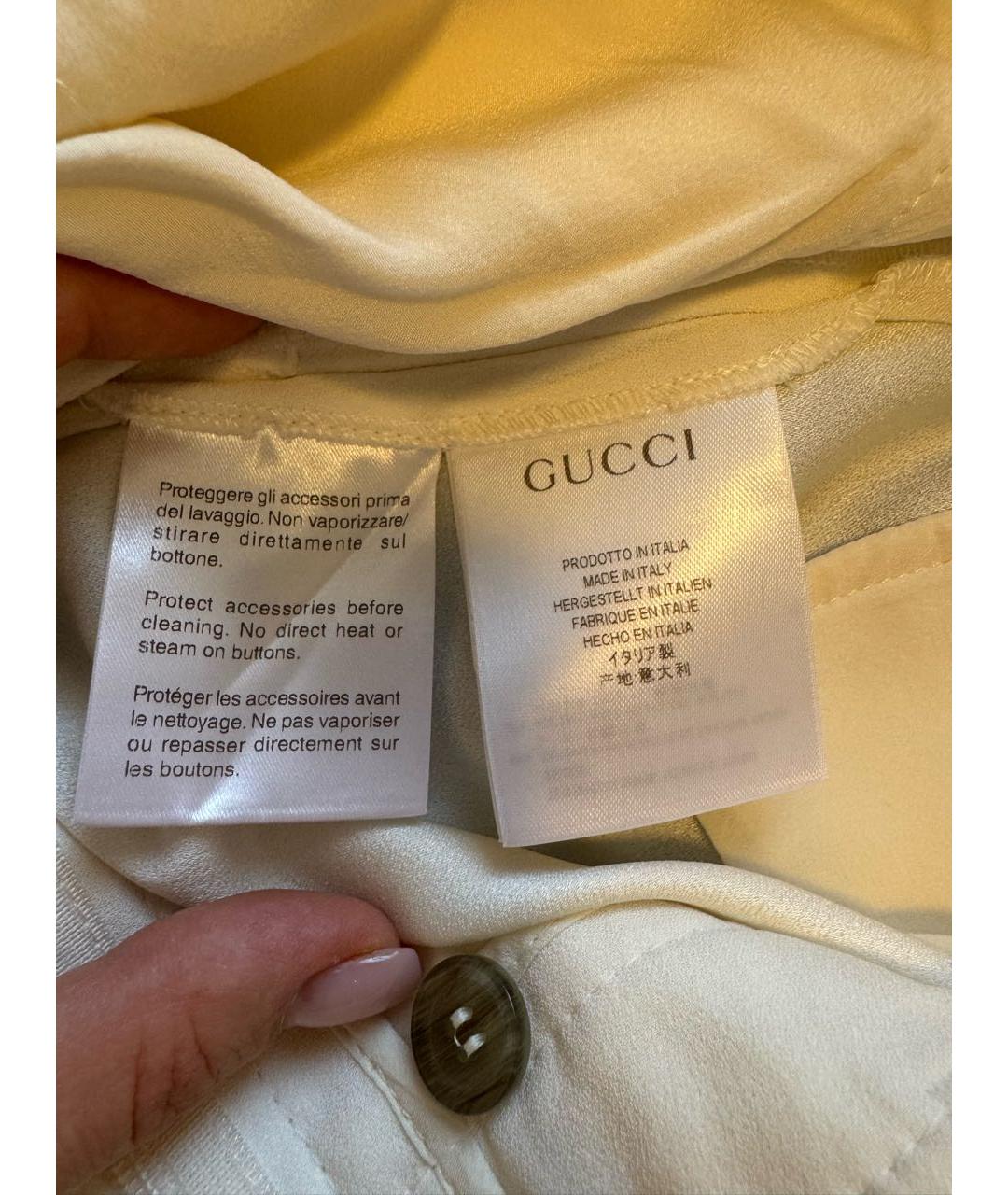 GUCCI Белые шелковые прямые брюки, фото 4