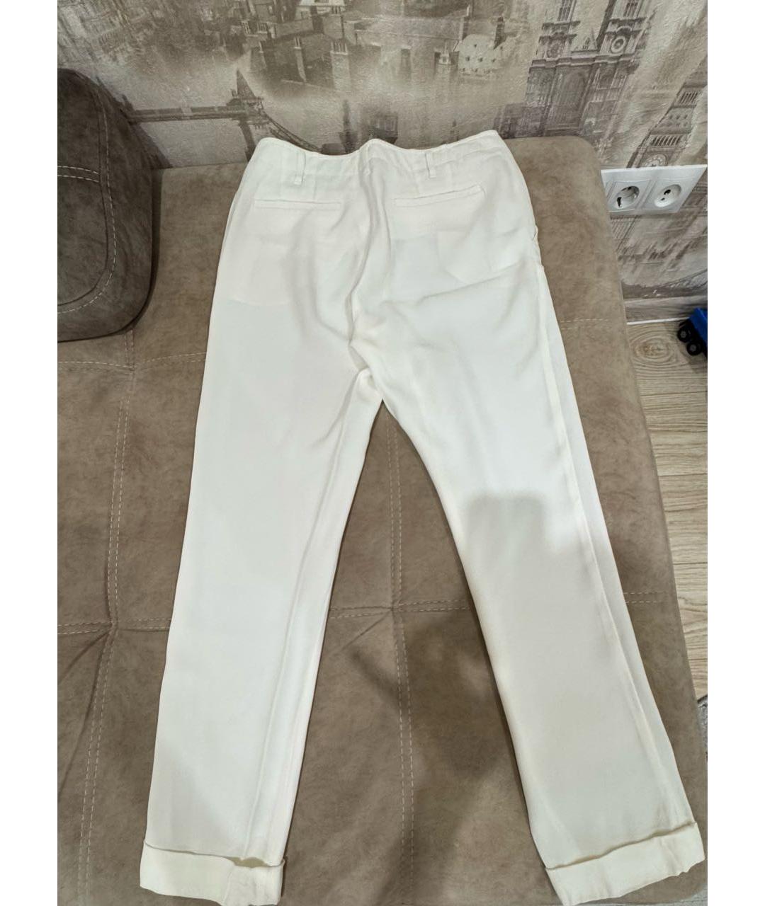 GUCCI Белые шелковые прямые брюки, фото 2