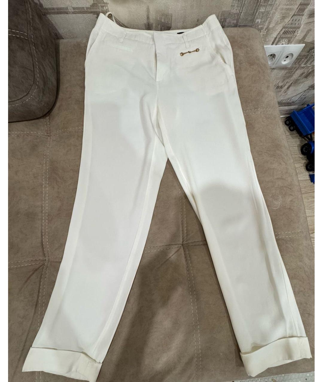 GUCCI Белые шелковые прямые брюки, фото 8