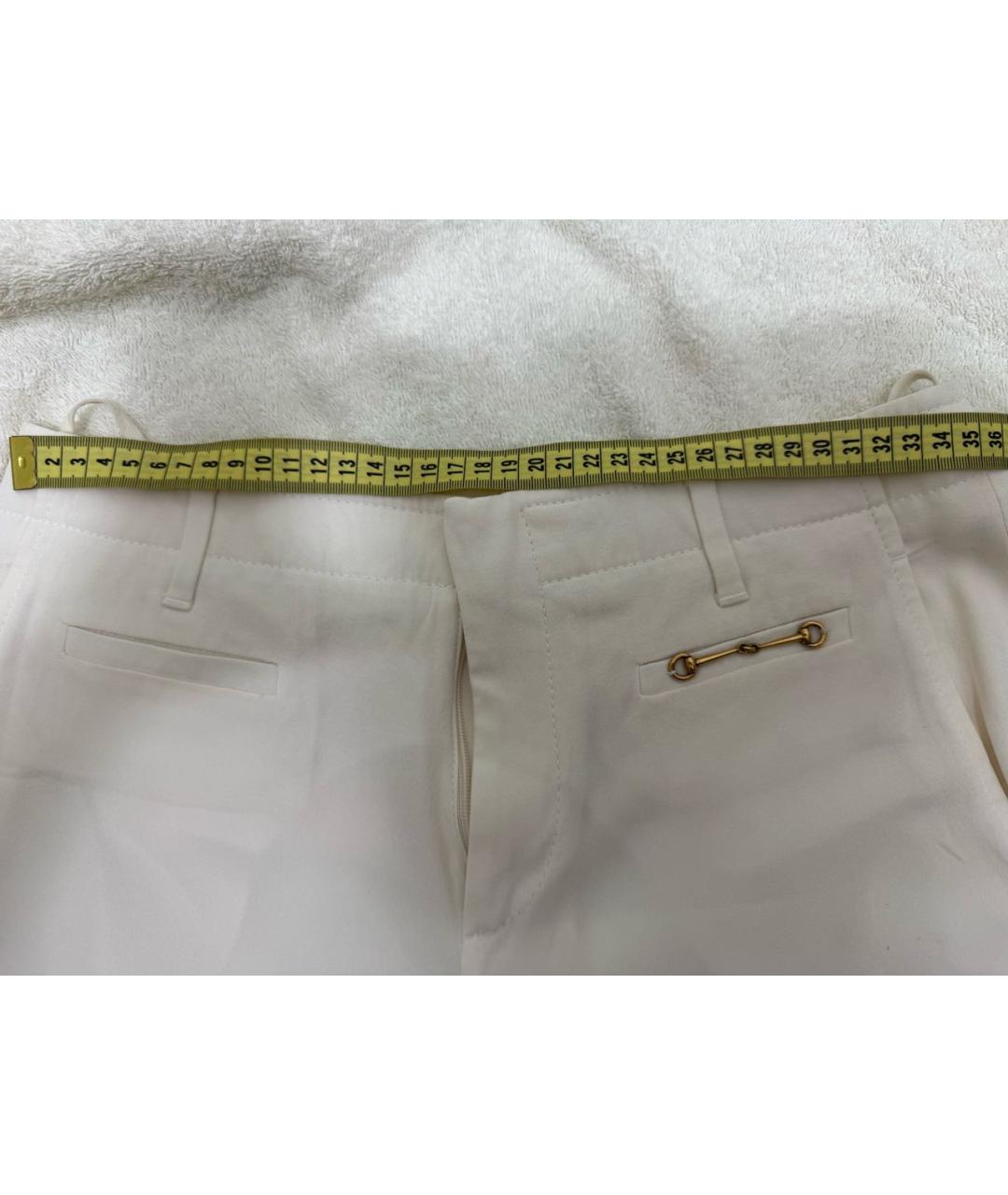 GUCCI Белые шелковые прямые брюки, фото 6