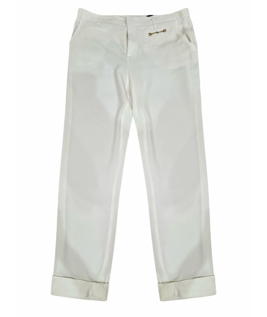 GUCCI Белые шелковые прямые брюки, фото 1