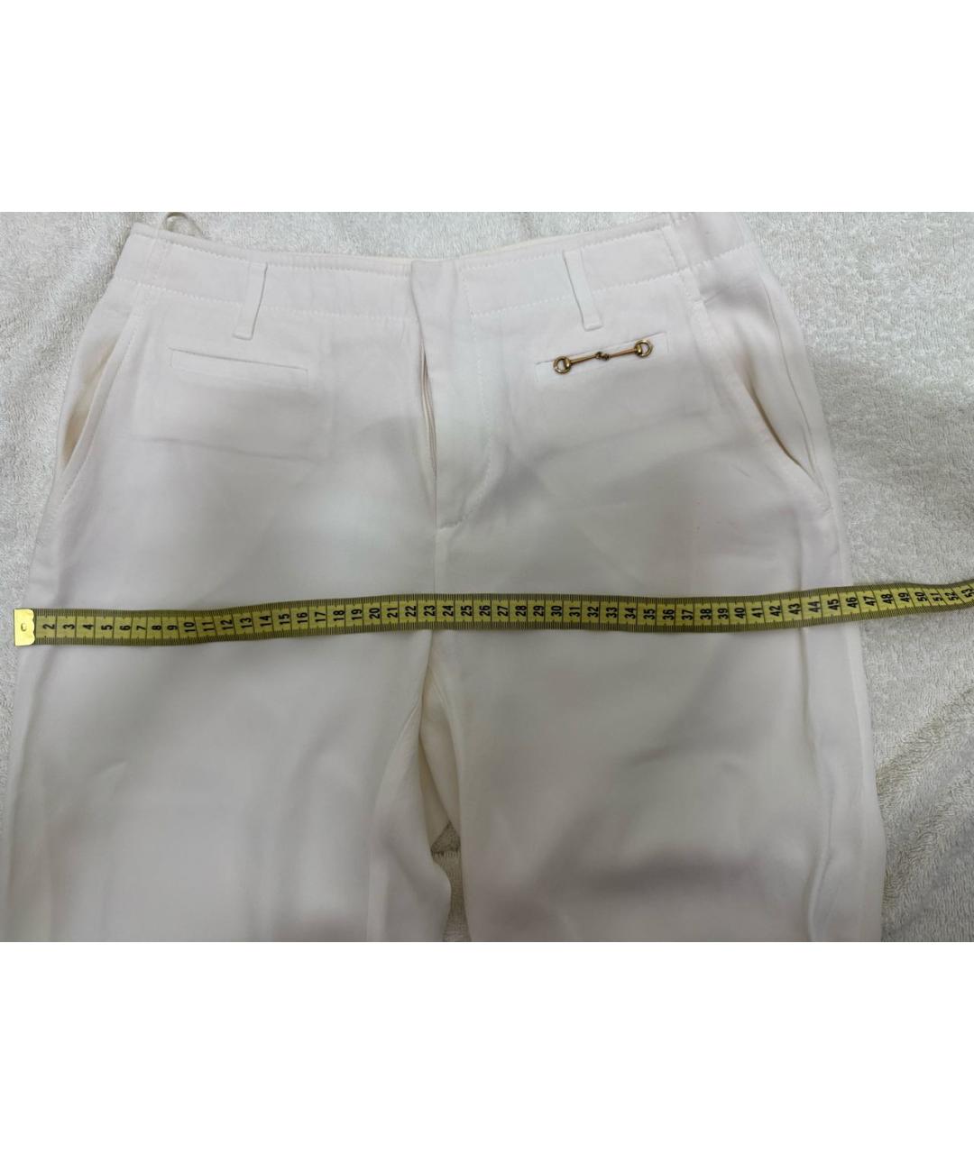 GUCCI Белые шелковые прямые брюки, фото 7