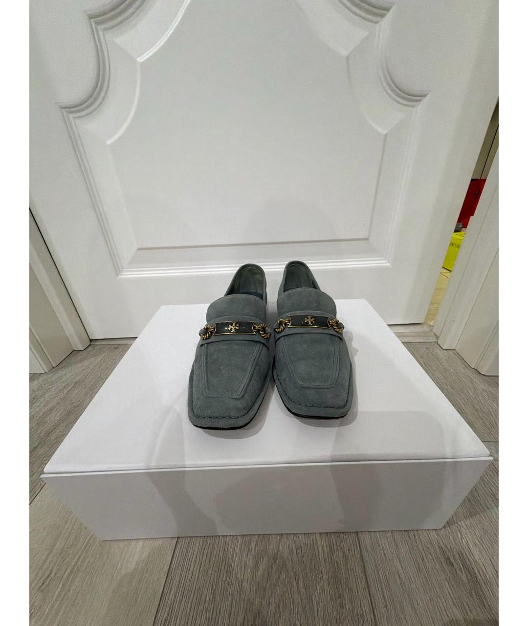 TORY BURCH Голубые замшевые лоферы, фото 2