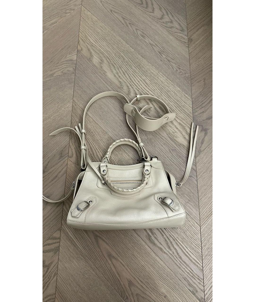 BALENCIAGA Бежевая кожаная сумка с короткими ручками, фото 7