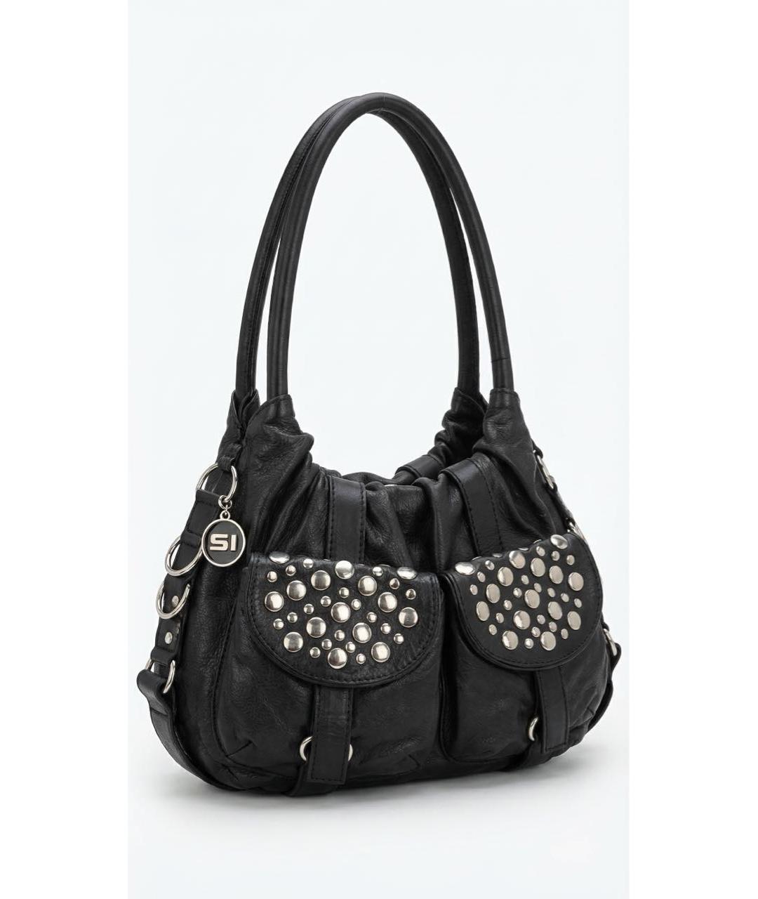 SONIA RYKIEL Черная кожаная сумка тоут, фото 4