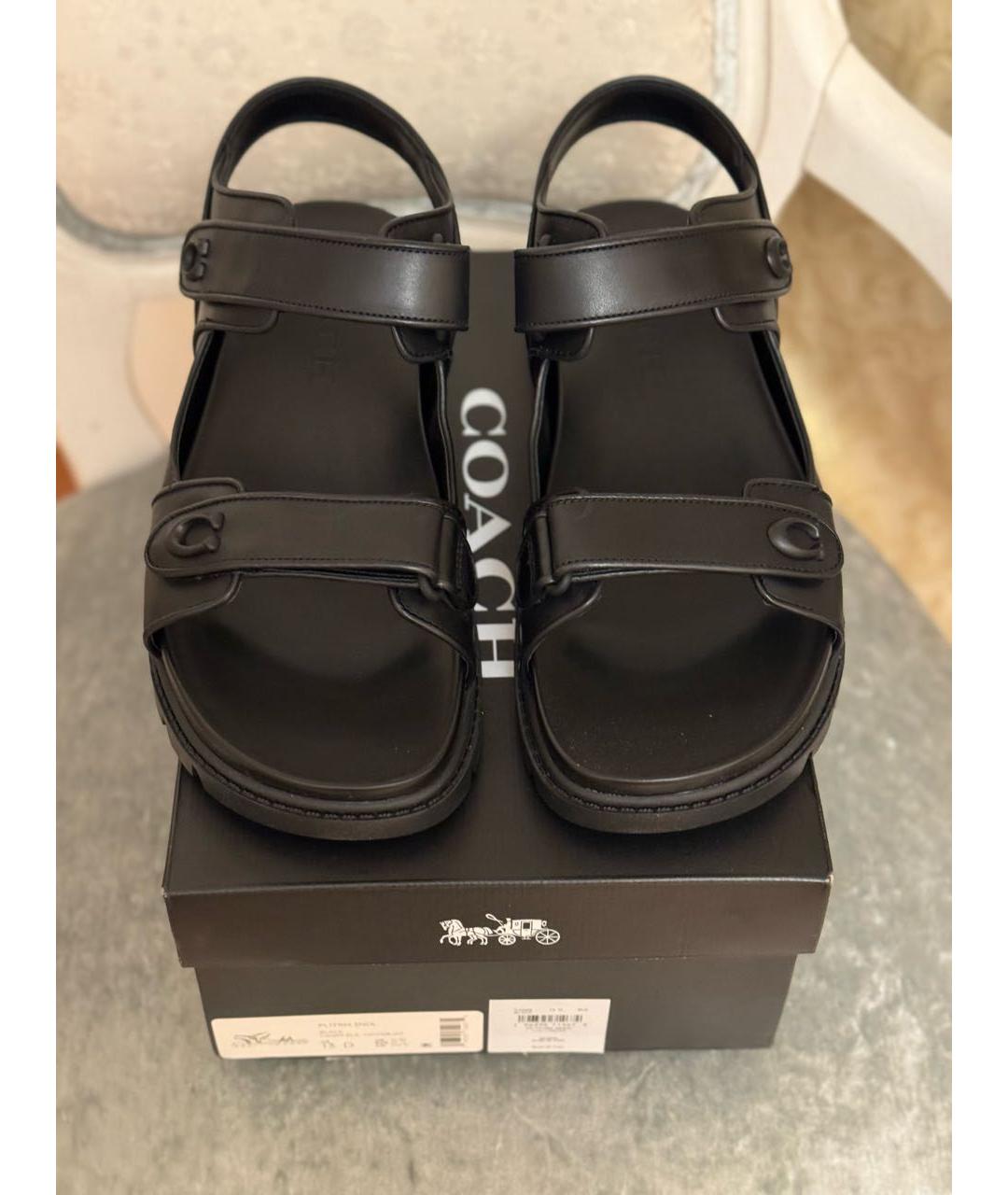 COACH Черные кожаные сандалии, фото 3
