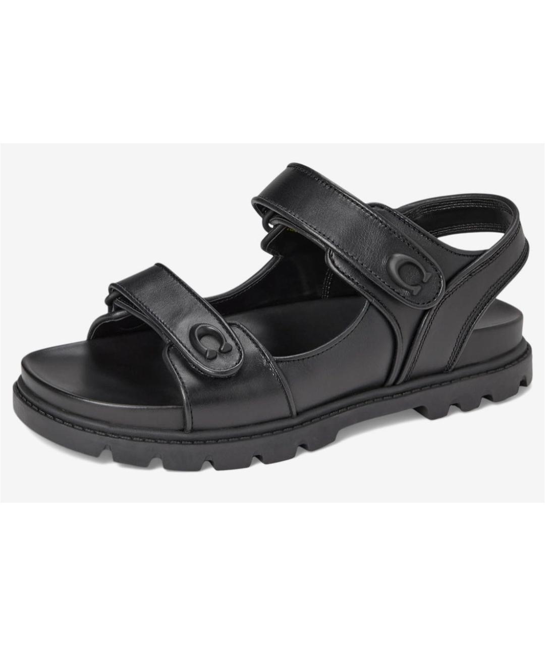 COACH Черные кожаные сандалии, фото 9