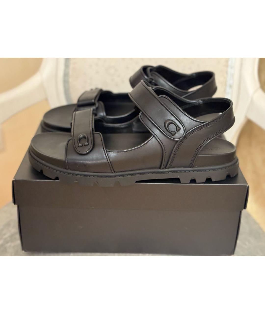 COACH Черные кожаные сандалии, фото 7