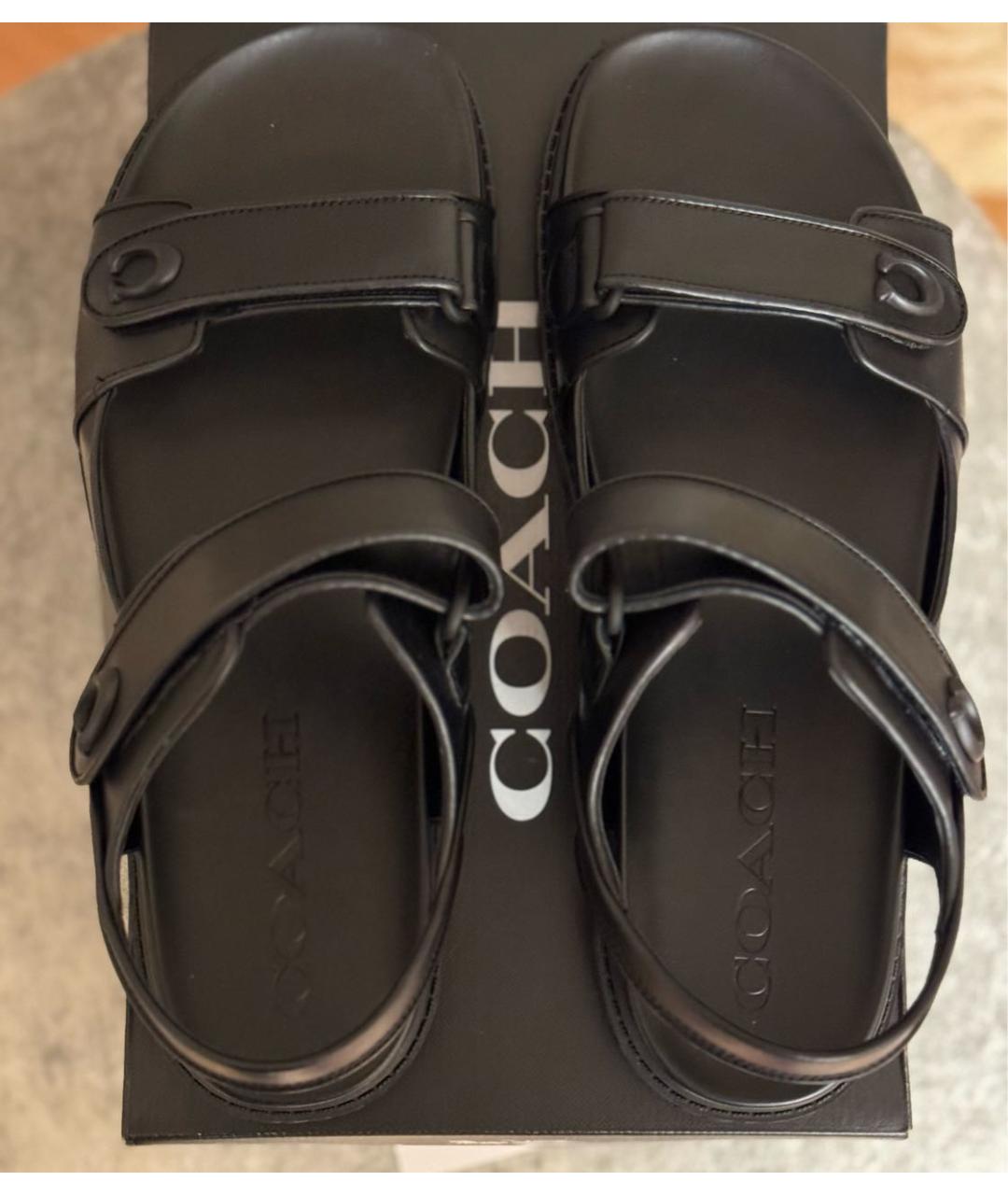 COACH Черные кожаные сандалии, фото 5