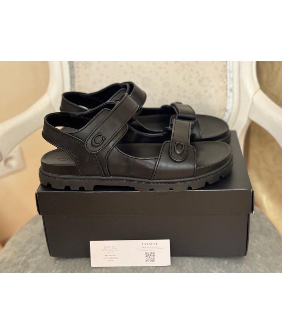 COACH Черные кожаные сандалии, фото 8