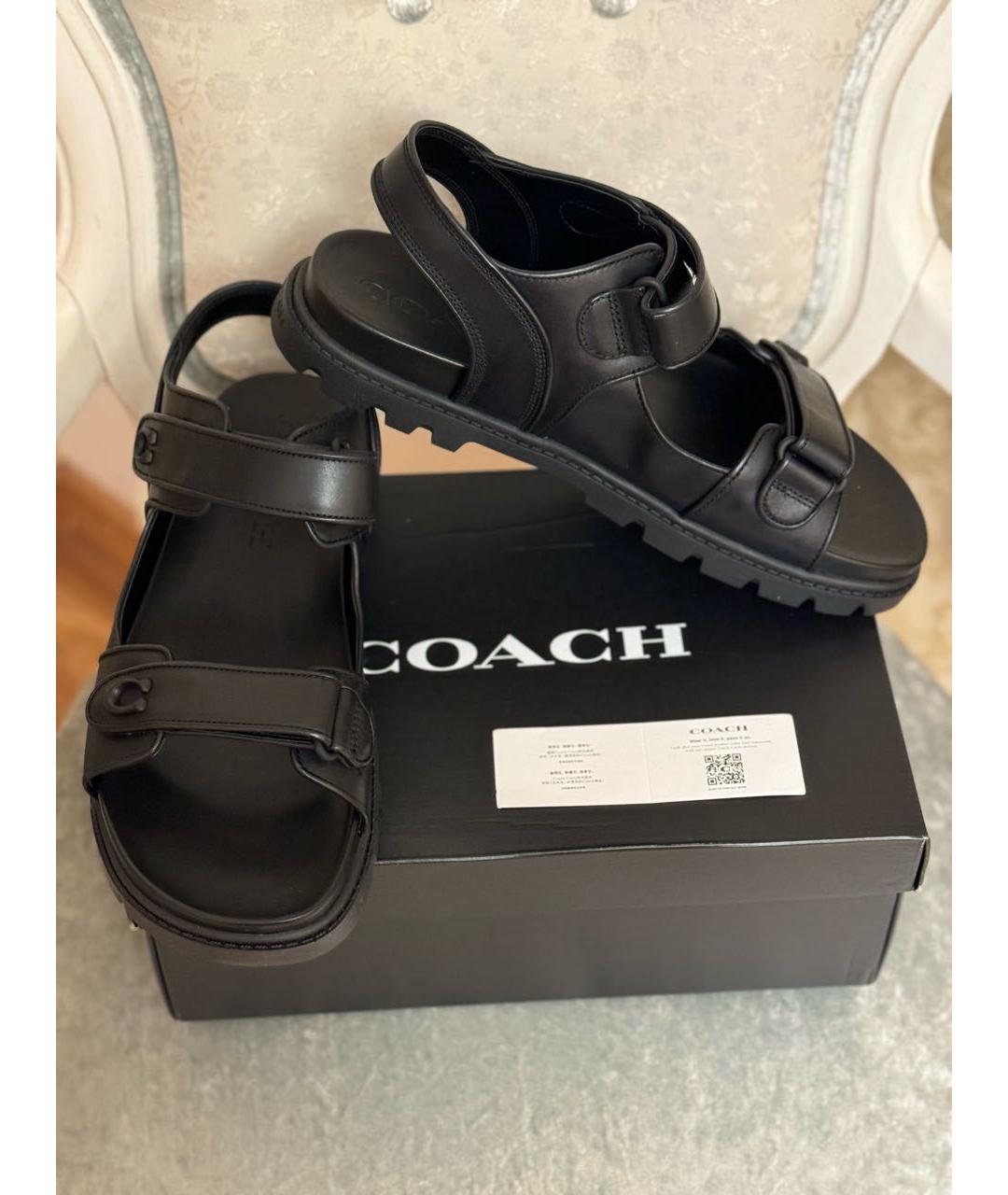 COACH Черные кожаные сандалии, фото 2