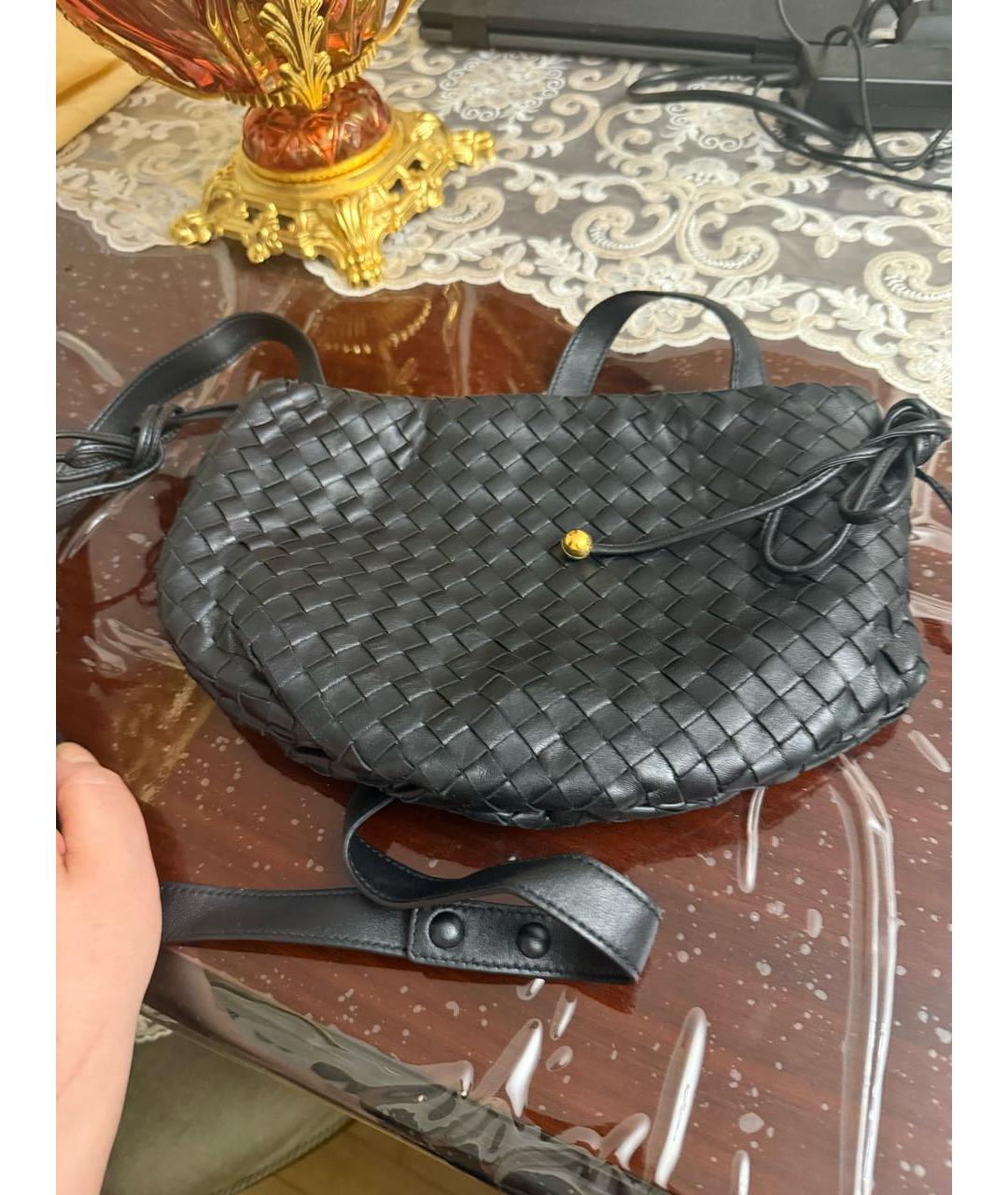 BOTTEGA VENETA Черная кожаная сумка тоут, фото 3