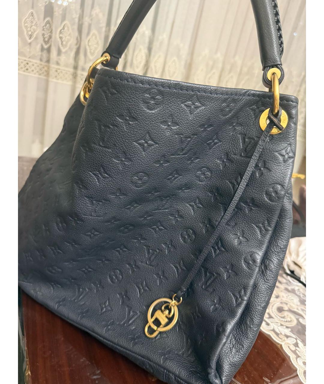 LOUIS VUITTON Темно-синяя кожаная сумка тоут, фото 3