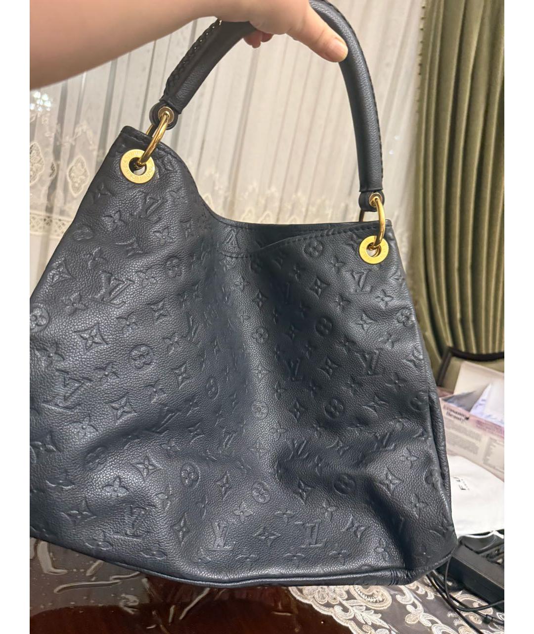 LOUIS VUITTON Темно-синяя кожаная сумка тоут, фото 4