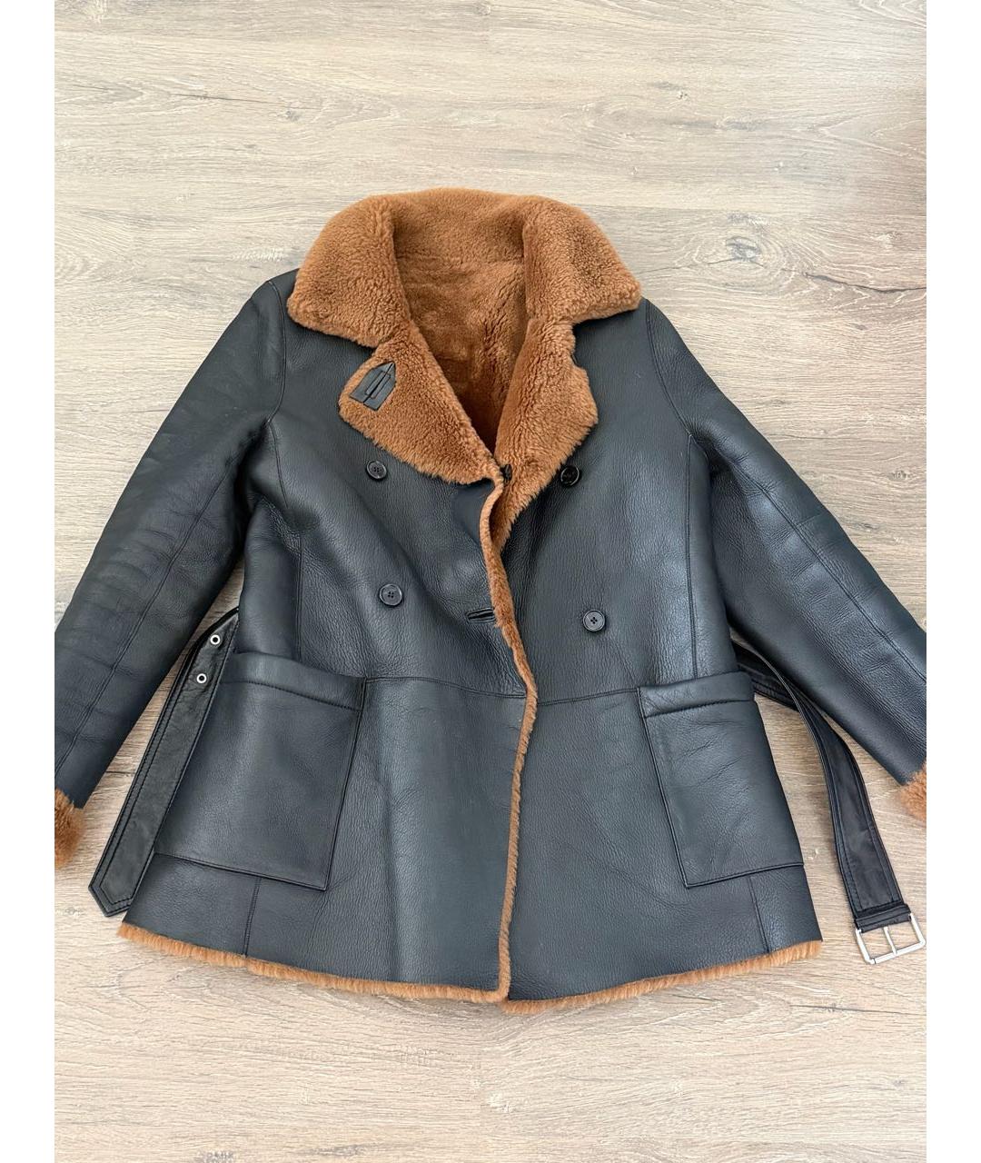 MAJE Черная кожаная дубленка, фото 3