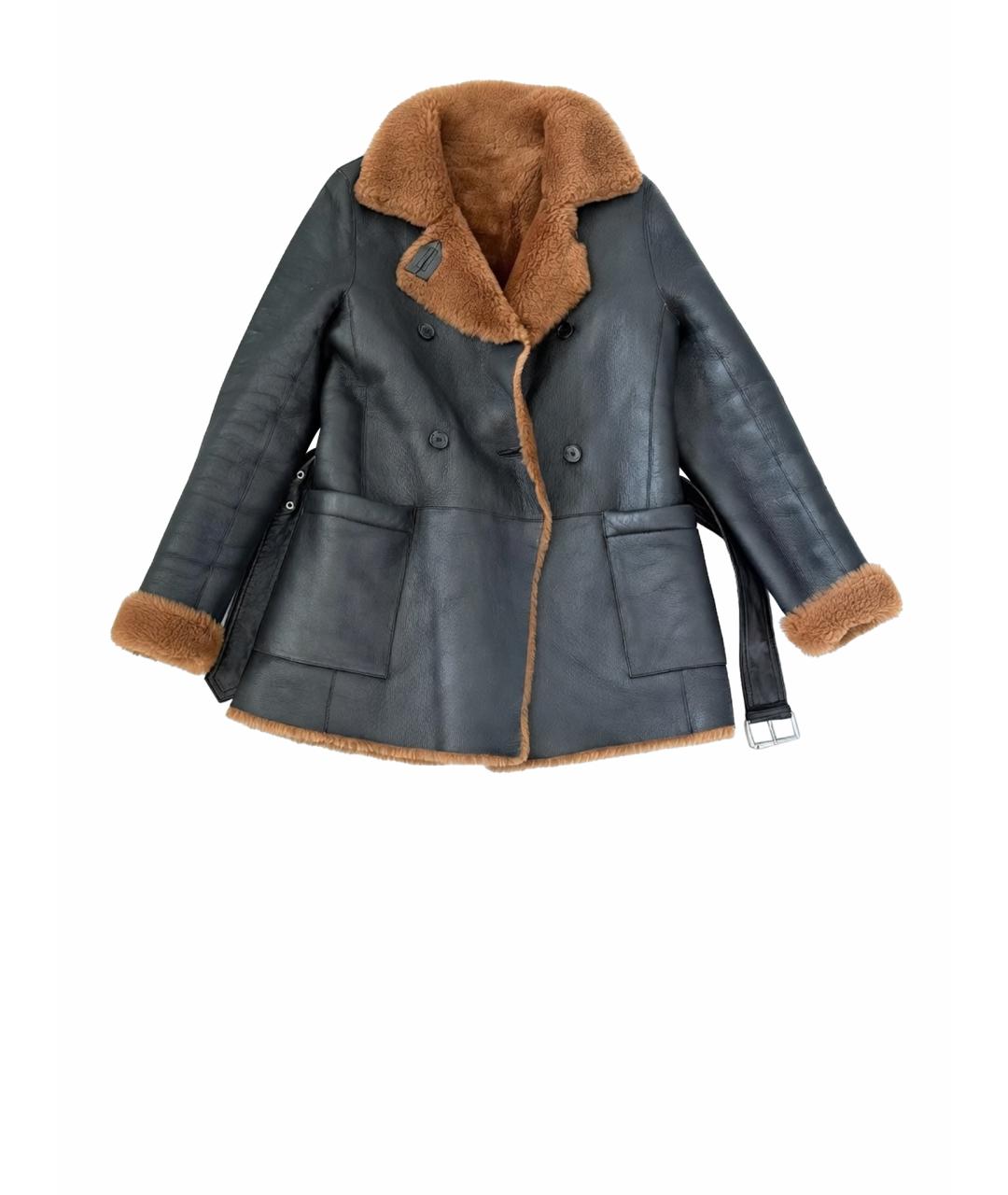 MAJE Черная кожаная дубленка, фото 1