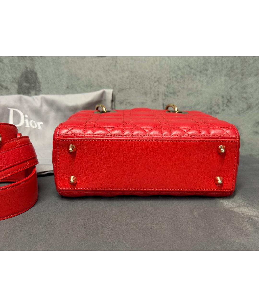 CHRISTIAN DIOR Красная кожаная сумка с короткими ручками, фото 7