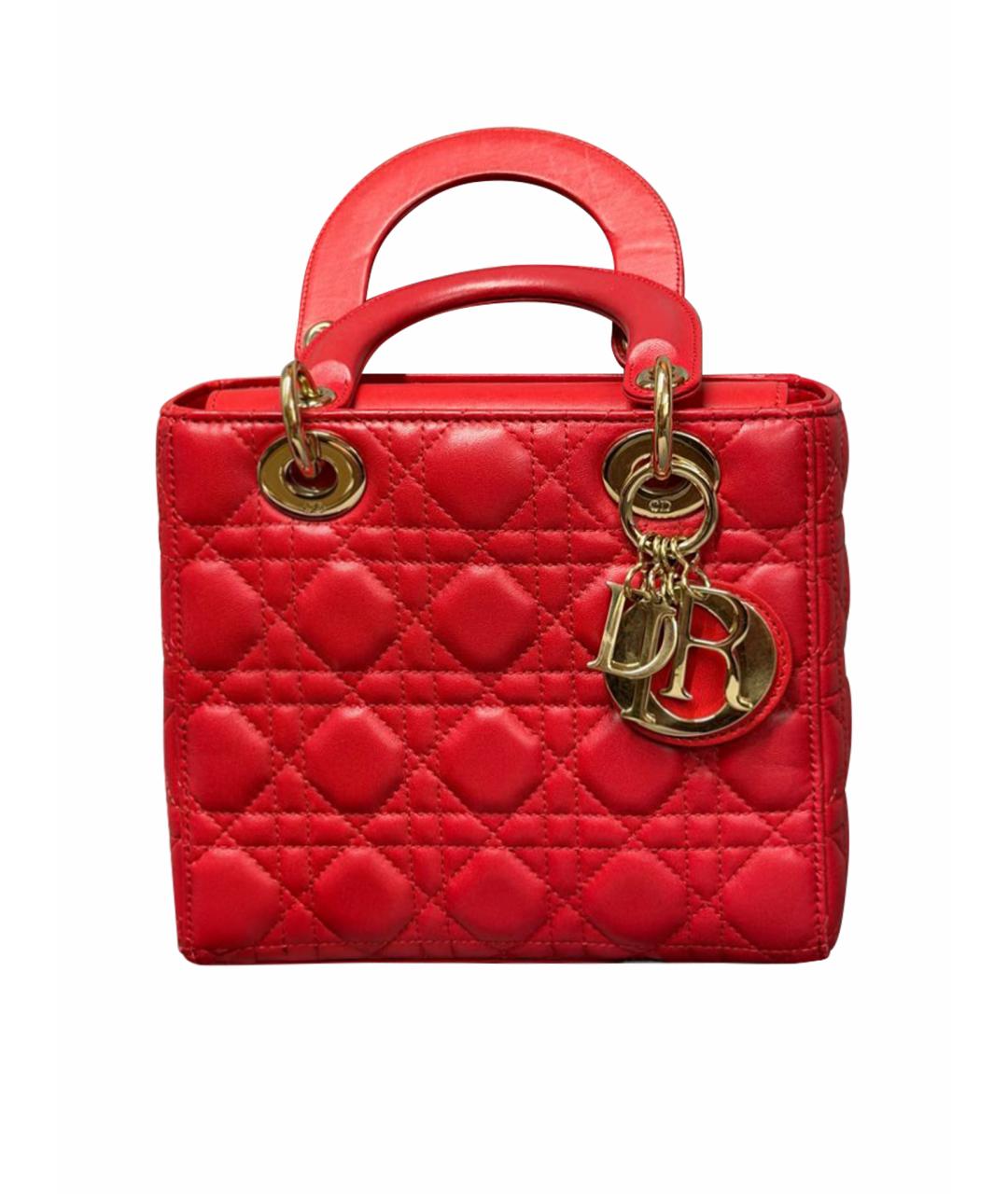 CHRISTIAN DIOR Красная кожаная сумка с короткими ручками, фото 1