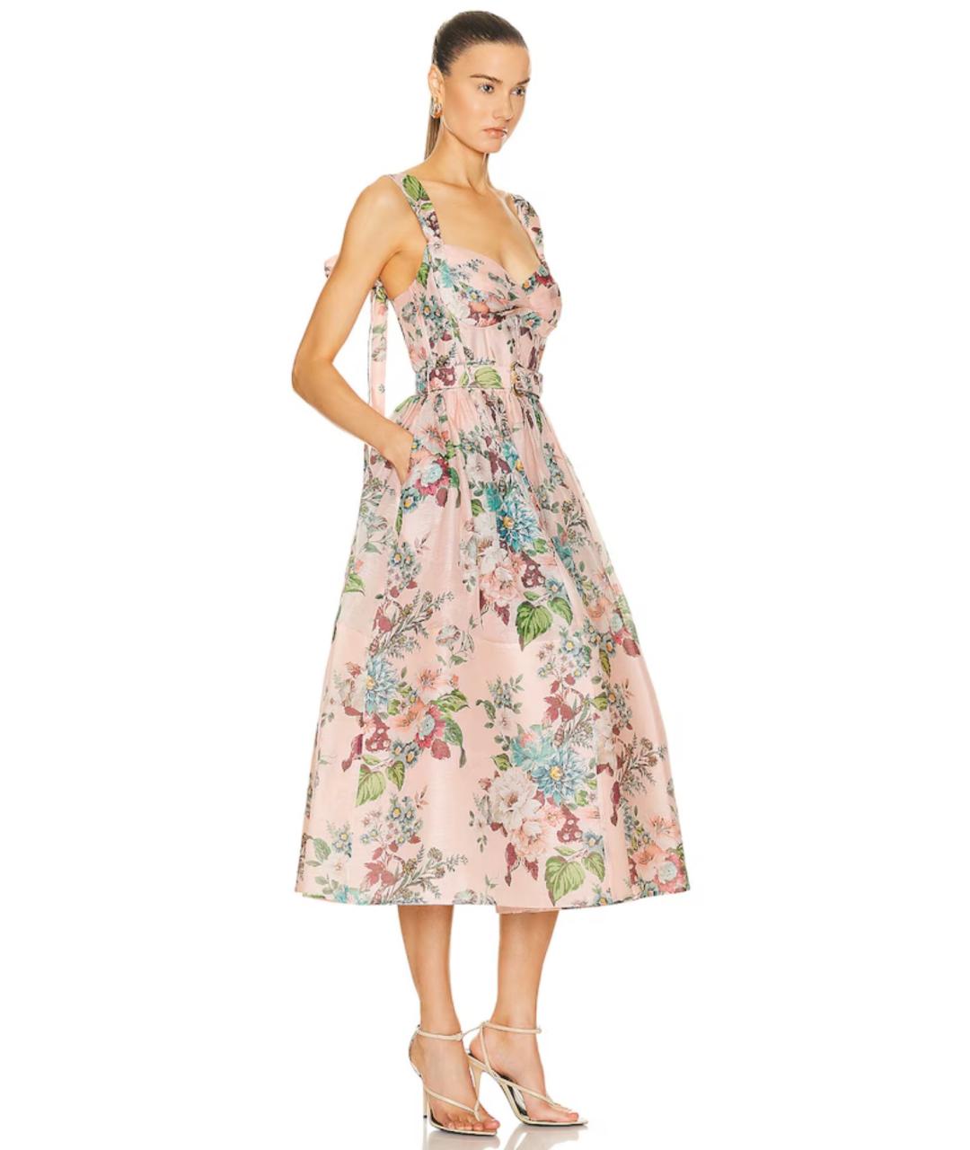 ZIMMERMANN Розовое льняное коктейльное платье, фото 7