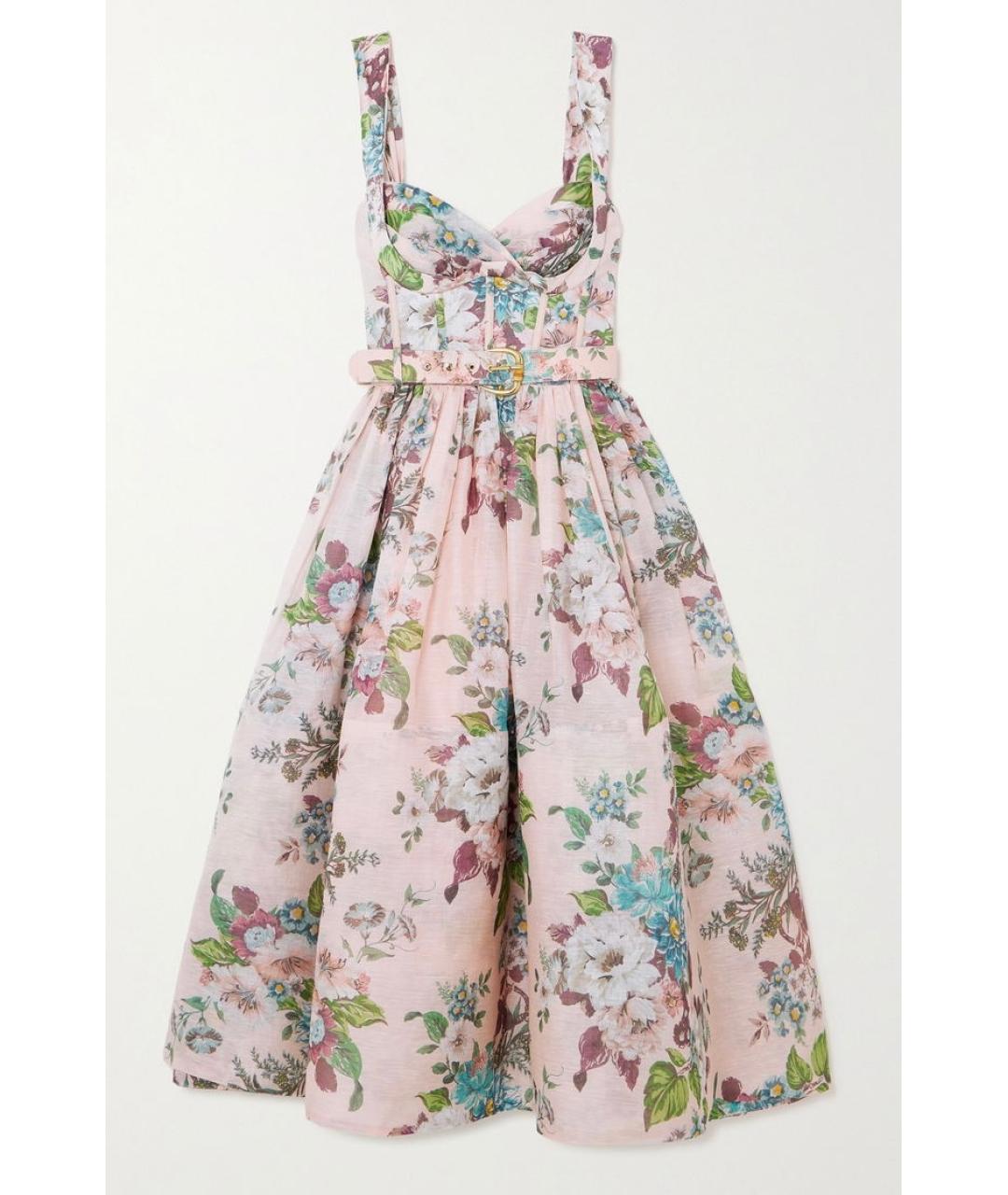 ZIMMERMANN Розовое льняное коктейльное платье, фото 9