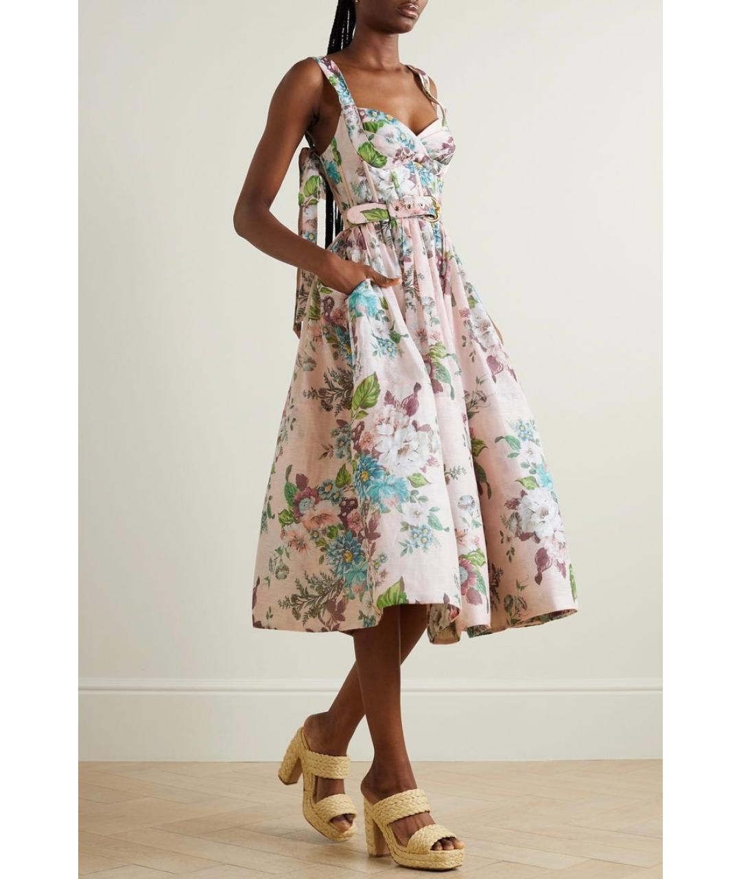 ZIMMERMANN Розовое льняное коктейльное платье, фото 2