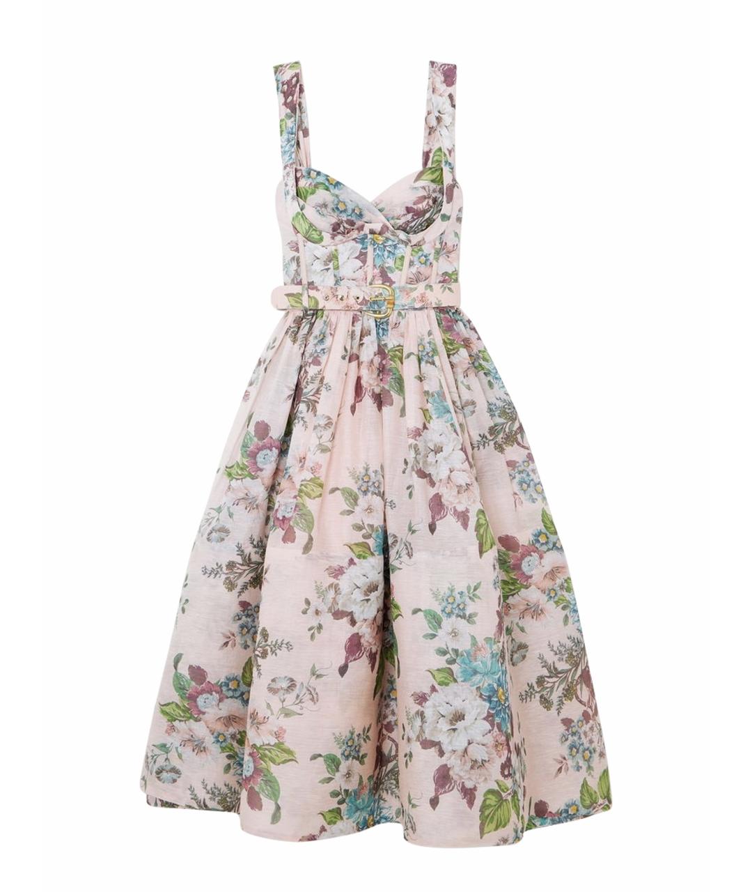 ZIMMERMANN Розовое льняное коктейльное платье, фото 1