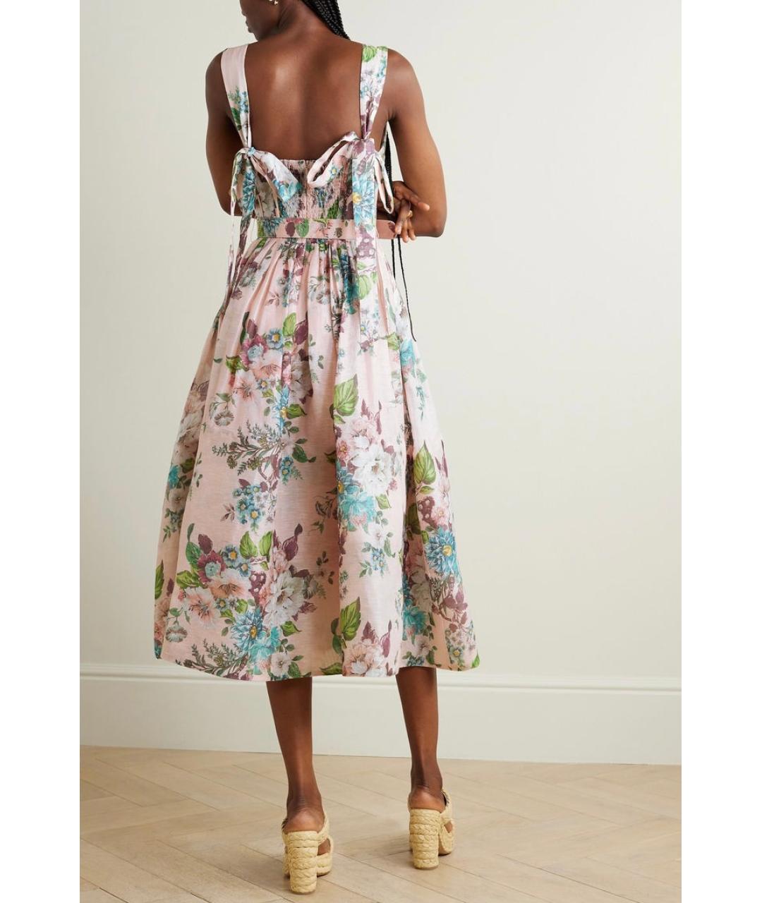 ZIMMERMANN Розовое льняное коктейльное платье, фото 3