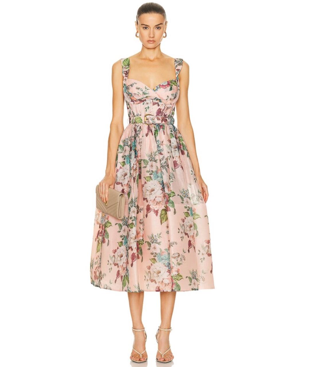 ZIMMERMANN Розовое льняное коктейльное платье, фото 6