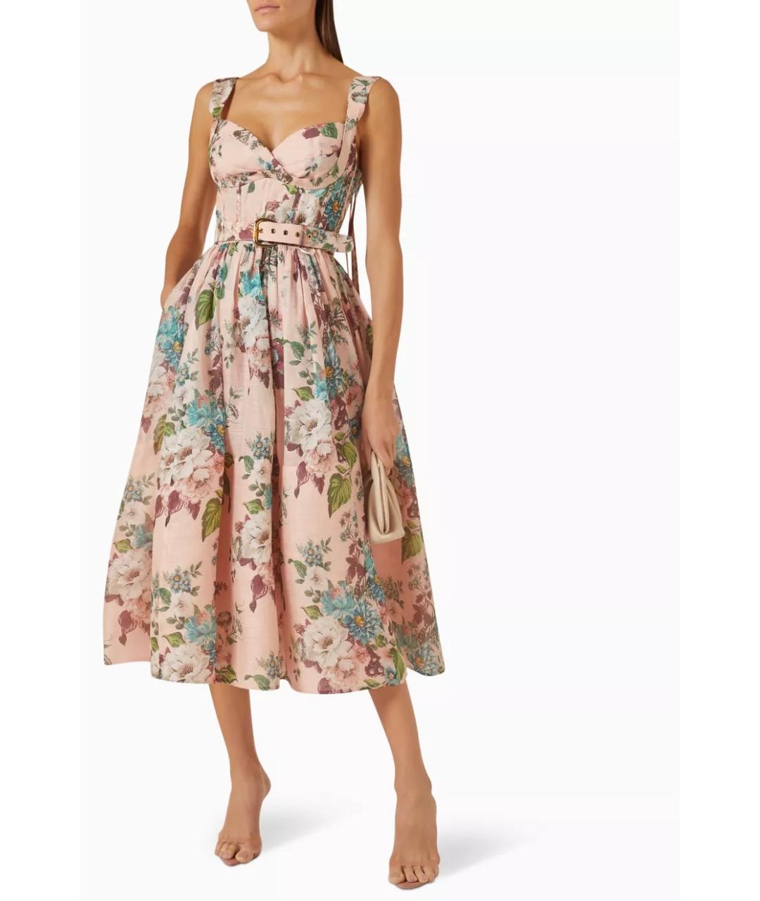 ZIMMERMANN Розовое льняное коктейльное платье, фото 4