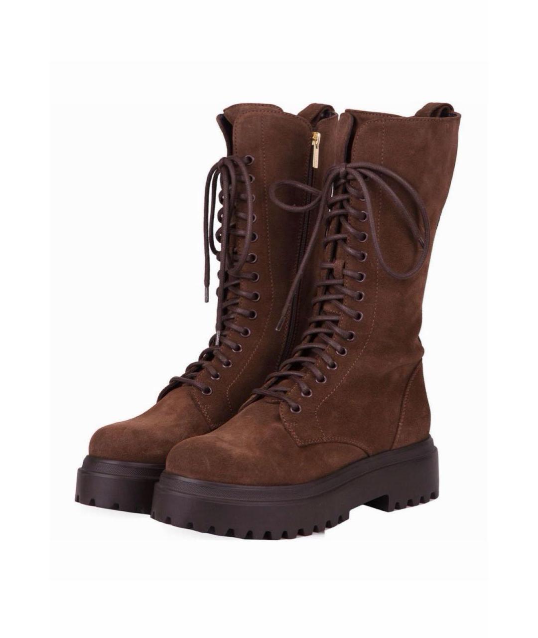 LE SILLA Коричневые замшевые ботинки, фото 3