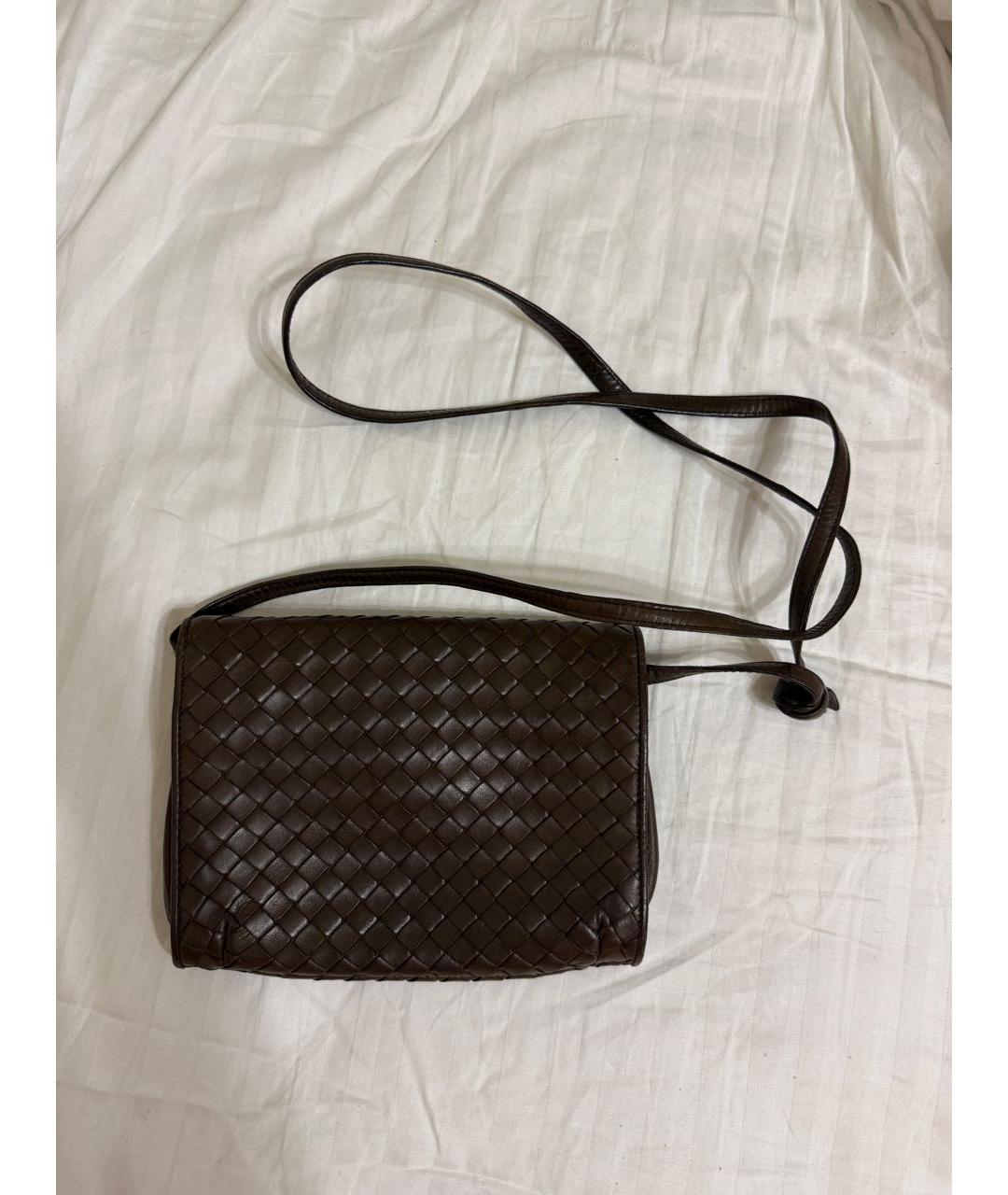 BOTTEGA VENETA Коричневая кожаная сумка через плечо, фото 3