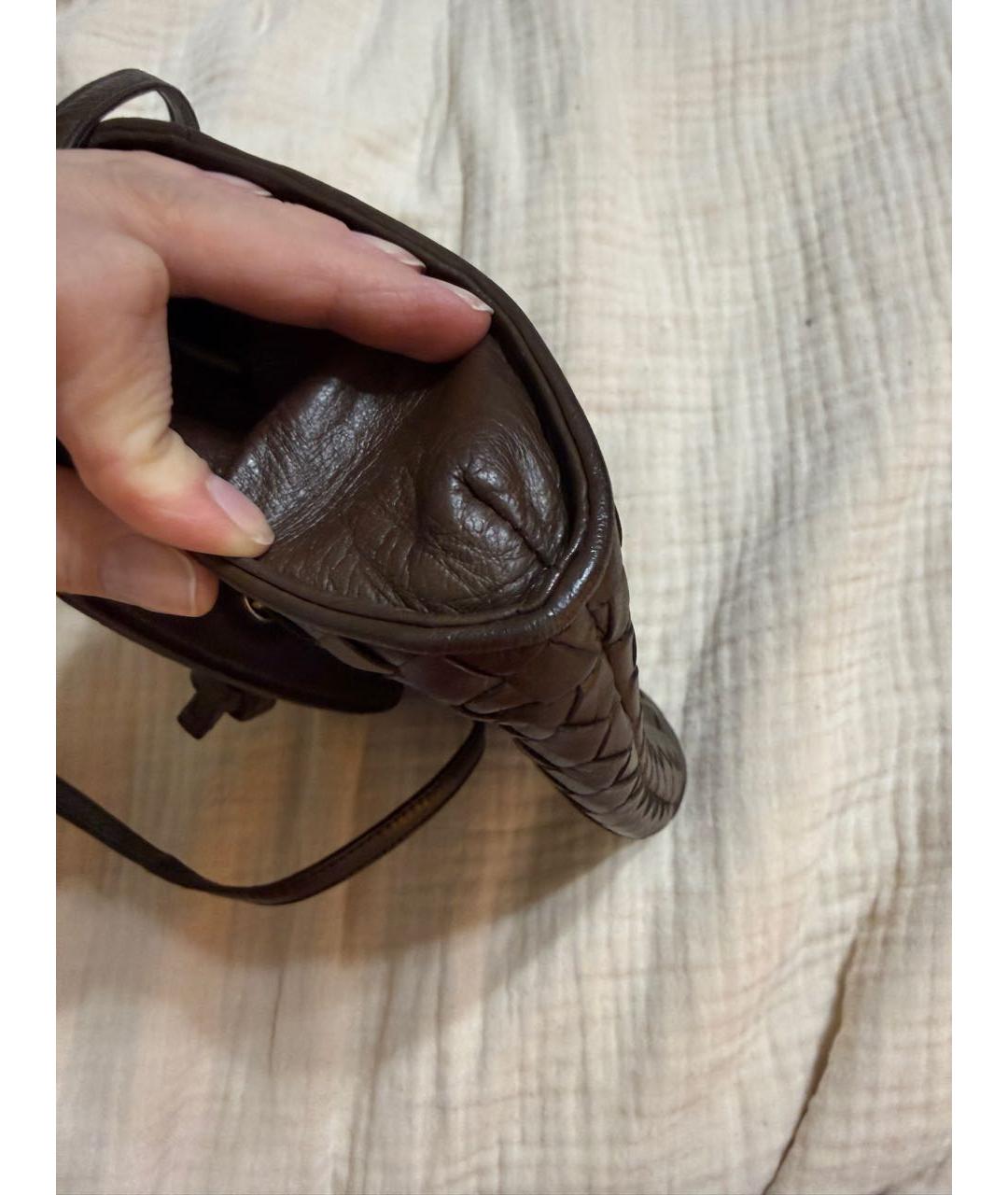 BOTTEGA VENETA Коричневая кожаная сумка через плечо, фото 8