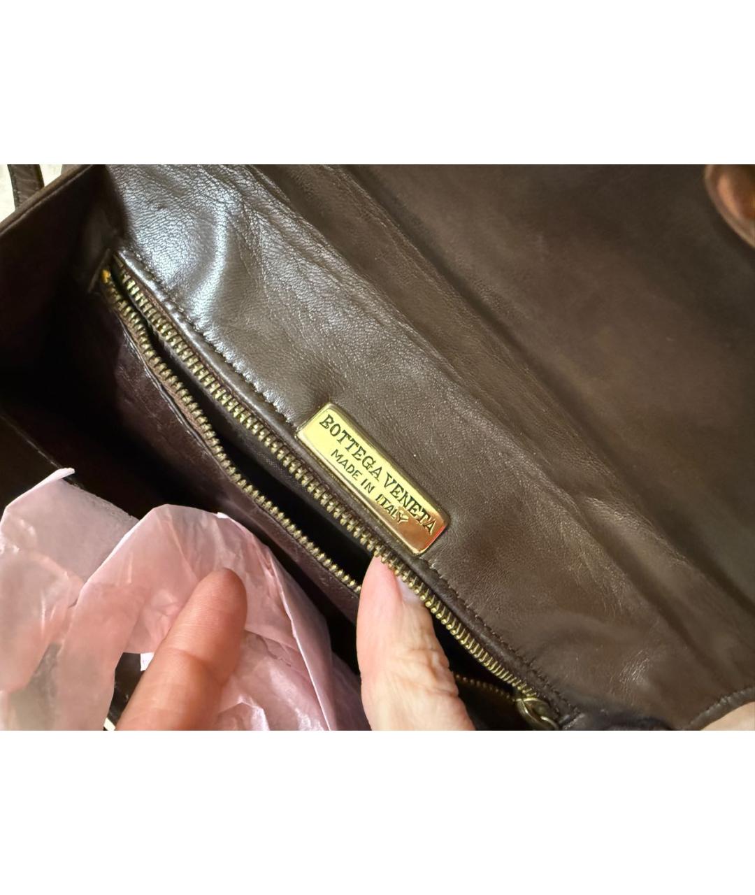 BOTTEGA VENETA Коричневая кожаная сумка через плечо, фото 7
