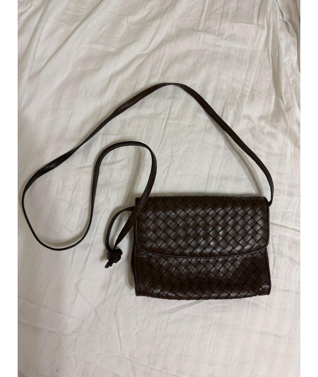 BOTTEGA VENETA Коричневая кожаная сумка через плечо, фото 9