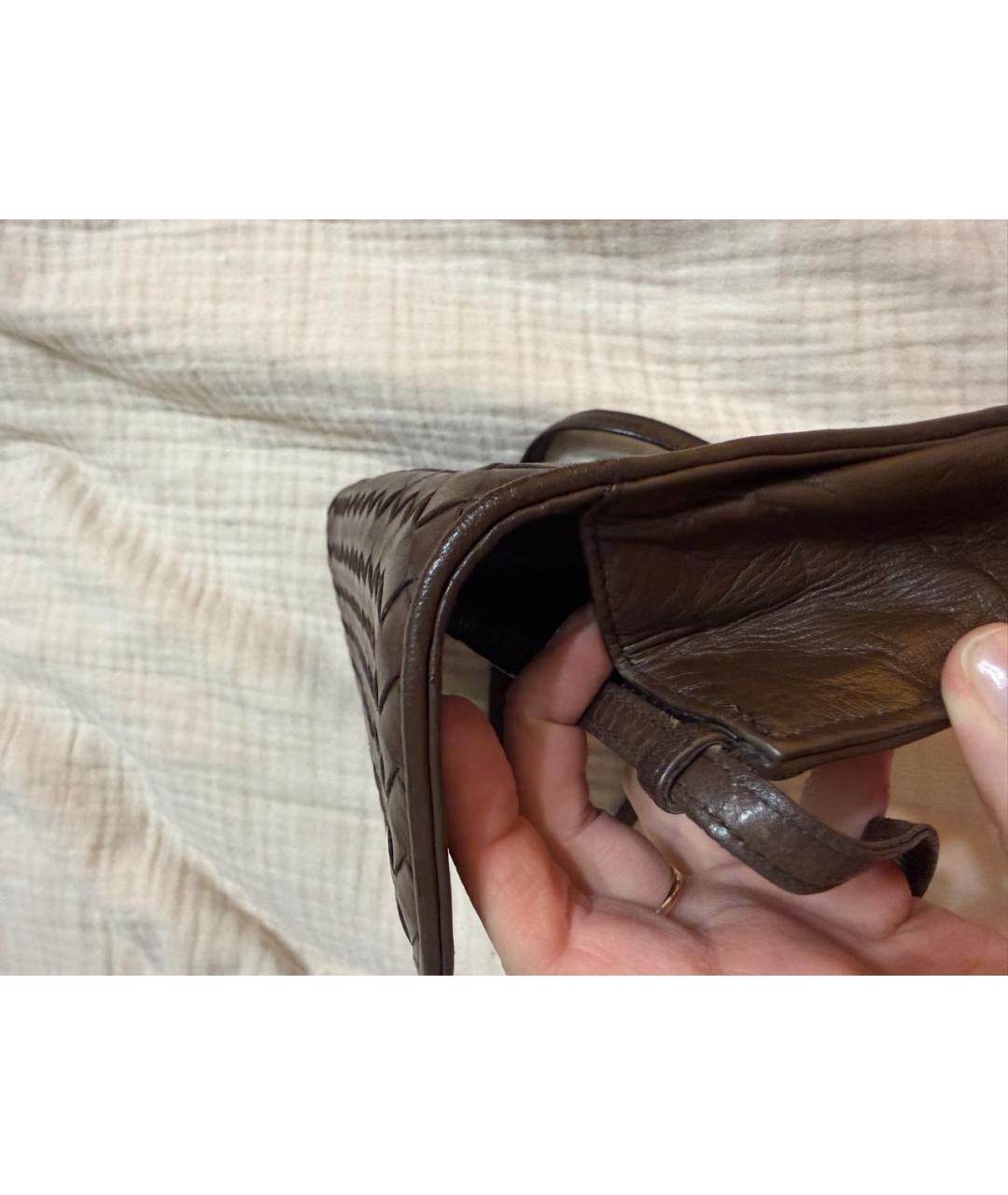 BOTTEGA VENETA Коричневая кожаная сумка через плечо, фото 5