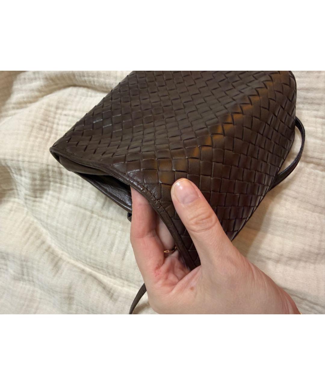 BOTTEGA VENETA Коричневая кожаная сумка через плечо, фото 6