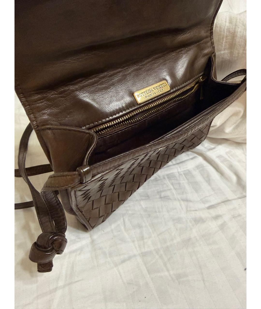 BOTTEGA VENETA Коричневая кожаная сумка через плечо, фото 4