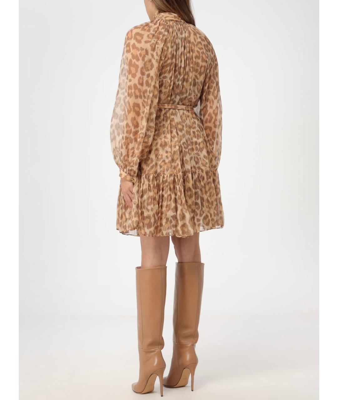 ZIMMERMANN Бежевое шелковое коктейльное платье, фото 3