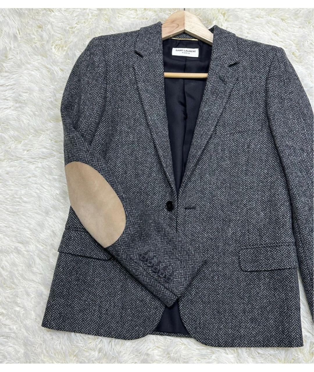 SAINT LAURENT Антрацитовый жакет/пиджак, фото 5
