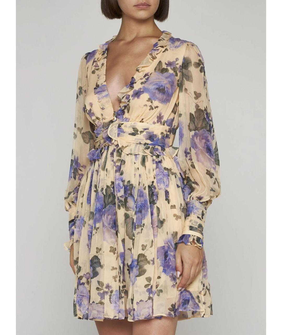 ZIMMERMANN Бежевое вискозное коктейльное платье, фото 2