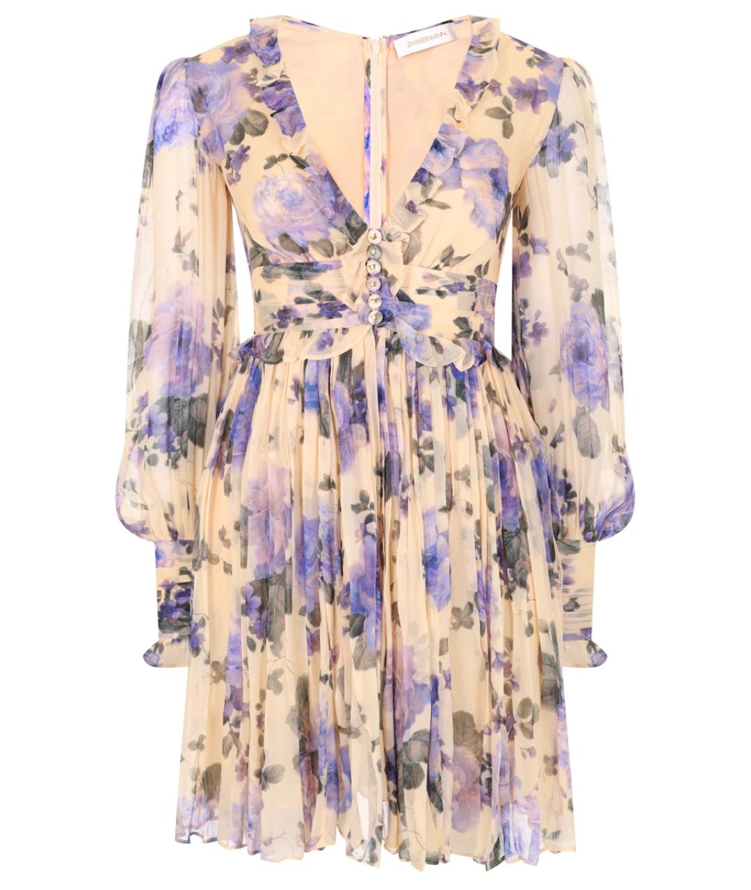 ZIMMERMANN Бежевое вискозное коктейльное платье, фото 4