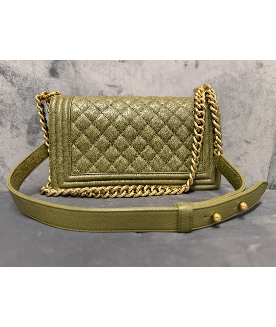 CHANEL Хаки кожаная сумка через плечо, фото 3