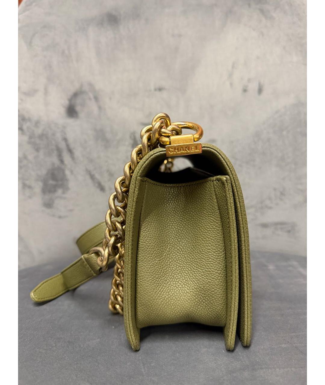 CHANEL Хаки кожаная сумка через плечо, фото 6