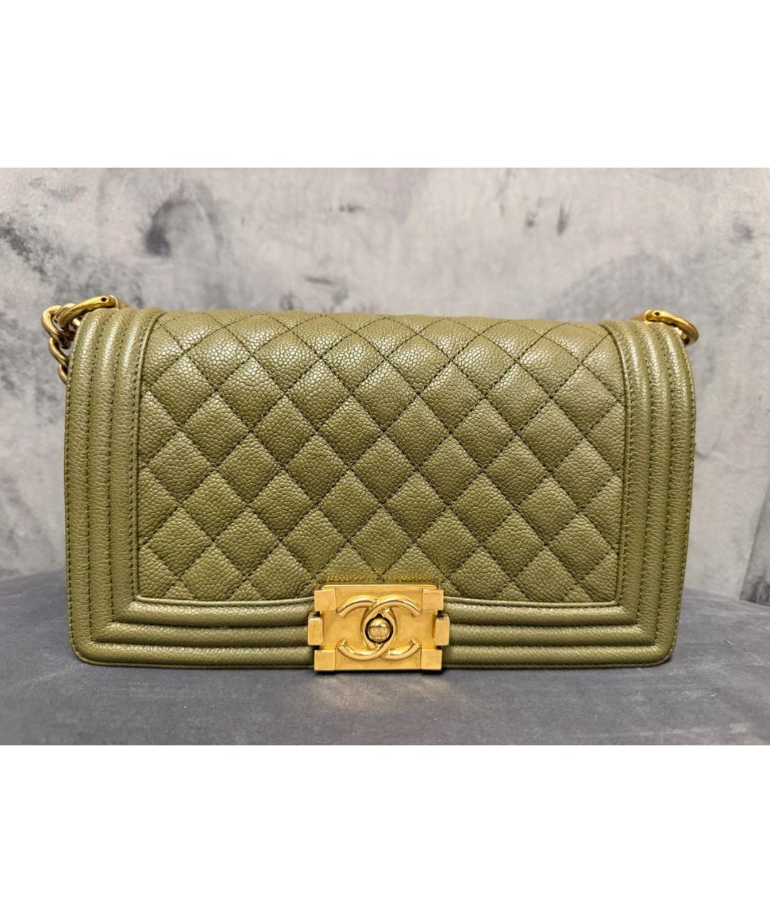 CHANEL Хаки кожаная сумка через плечо, фото 8